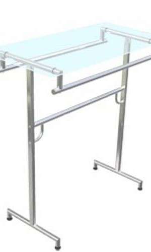 Mesa expositora com tampo de vidro Mesa expositora com tampo de vidro